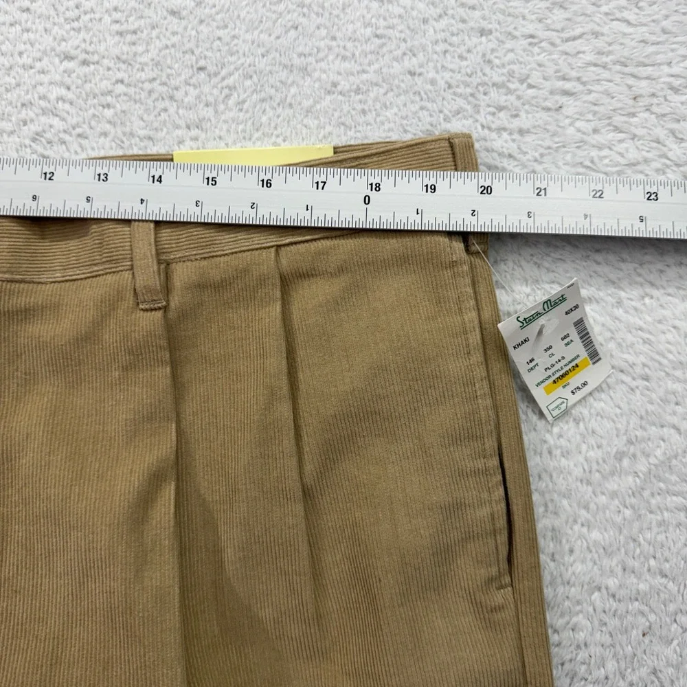 Alan Flusser Savana Corduroy Pant Mens 40x30 Khaki Tan Pleated Cuffed Cotton NEW